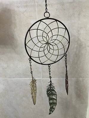 Rustic Metal Dreamcatcher Wall Decor Burgundy Cream Turquoise - Image 1 of 4