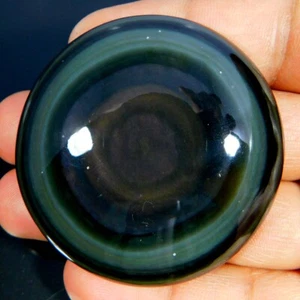 Piedra preciosa suelta cabujón redondo obsidiana ojo arco iris increíble natural 210,55 quilates - Imagen 1 de 3