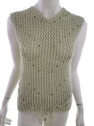 Claire Kennedy  Size S (2) Green Sweater Jumper Cotton 100% Sleeveless Crochet
