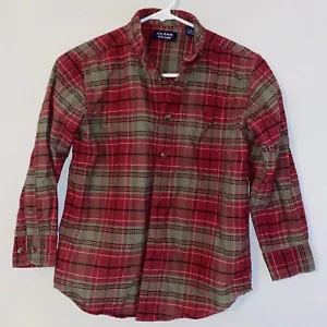 Boys Class Club Maroon Green Black Long Sleeve Button Down Plaid Shirt Size 8 - Picture 1 of 4