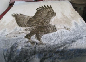 Vintage Biederlack Blanket ~American Eagle Brown~Reversible Throw Brown 60" x76" - Picture 1 of 12
