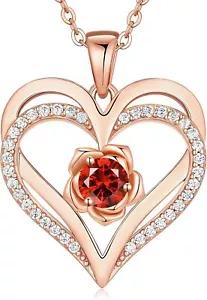 Gifts Women Ideal Rose Flower Love Heart Necklaces 925 Silver Gold Jewelry love - Picture 1 of 6