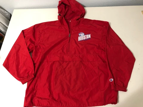 RED CHAMPION UH HOUSTON COUGARS PULLOVER WINDBREAKER JACKET MENS SIZE L LARGE Cover