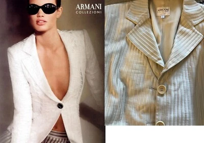 TRAJE PANTALÓN FAB GIORGIO ARMANI COLLEZIONI 2 PIEZAS VERANO LANA DAMASCO RAYAS ITALIA 10 Foto 1 de 4