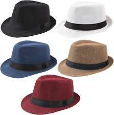 5 Pack Short Brim Fedora Classic Summer Beach Sun Hat Panama Cap for Men Women