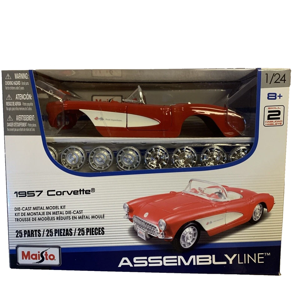 Maisto 1/24 Scale 1957 Chevrolet Corvette Assembly Line Diecast Model Kit
