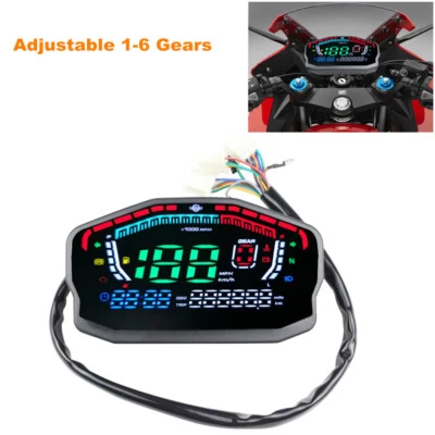 Motorcycle Speedometer Odometer Digital LED Meter Gauge 2-cylinder 4-cylinder - Image 1 of 4