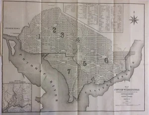 Washington D.C. 1854 Original Joseph Varnam Map District of Columbia  - Picture 1 of 1