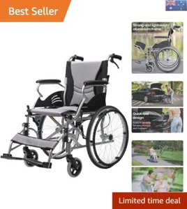 SmartLine Lightweight Folding Wheelchair - 20" Tyres, 100kg Capacity, Grey/Black - Picture 1 of 11