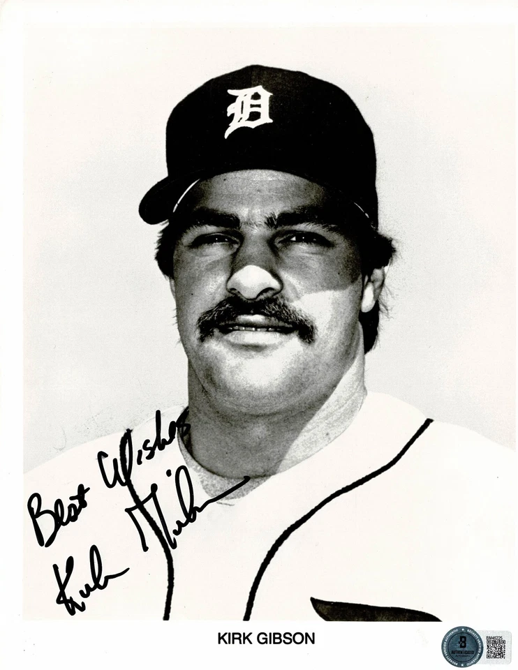 Foto publicitaria 8x10 firmada por Kirk Gibson de los Tigres de Detroit, carrera temprana. LA Dodgers Foto 1 de 1