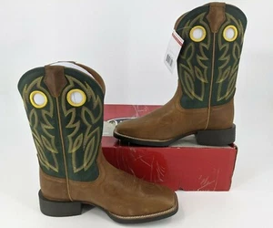 Justin Boots Bowline Whiskey Brown and Green Cowhide -Mens Size  12 - SE7520 - Picture 1 of 10