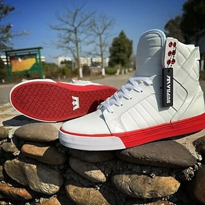 Supra Skytop Red and white color matching lychee patterned cowhide mid high top - Picture 1 of 10