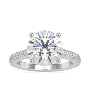 5 CT Lab Grown Round Cut Diamond Engagement Ring VS1 F Solitaire 14k White Gold - Picture 1 of 14