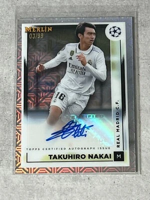 2022-23 Topps Merlin UEFA Takuhiro Pipi Nakai Silver Mojo Prizm Auto /99 #AC-TN - Image 1 of 2