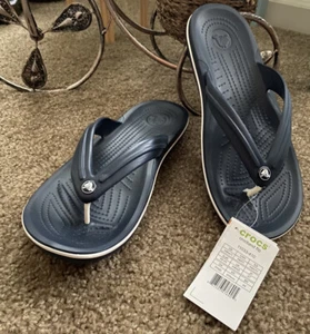 Crocs Crocband Comfortable Slip On Beach Pool Flip Flops Navy Women 11 - Picture 1 of 5
