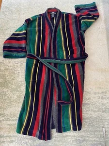 VTG Stafford Turkish Bath Robe OS One Size Thick Striped Fleece Luxury Belted - Picture 1 of 6