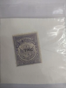 Rare Purple EL SALVADOR; 1901 Optd. on Timbre Municipal Stamp With 1901... - Picture 1 of 3
