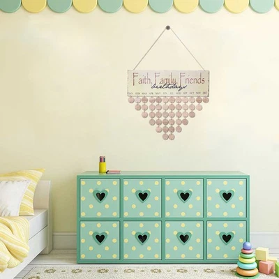  Faith Family Friends Lettere colorate stampate che appendono in legno Targa in - Immagine 1 di 4