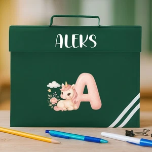 Personalised Book Bag Custom Initial Unicorn Printed Kids Boys Girls School Bag - Picture 1 of 10