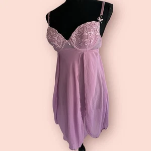 Vintage Fairycore Schlupfkleid lila zart kokett transparent mittlere Schleife Dessous - Bild 1 von 3