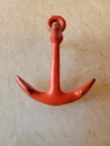 VINTAGE TOY SHIP NAUTICAL - MINI  METAL ANCHOR- RED - Picture 1 of 3
