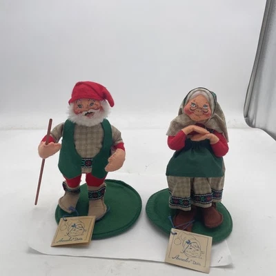 Annalee Christmas 5150, 5151 Mr & Mrs Old World Senderismo Santa 9" con etiquetas 1994-1995 Foto 1 de 4