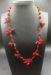 Venezianische Glas Vögel & Obst Böhmische Halskette  - Bild 1 von 12