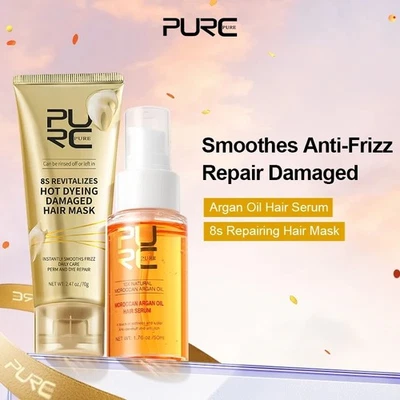 Juegos de mascarillas capilares suavizantes alisado reparación tratamiento de queratina dañada cuidado del cabello Foto 1 de 4