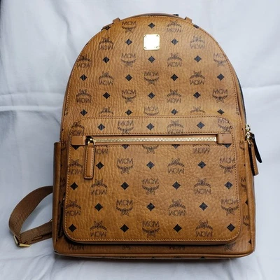 MOCHILA MCM START EN VISETOS Y CUERO COÑAC EXCELENTE ESTADO. VER VIDEO Foto 1 de 4