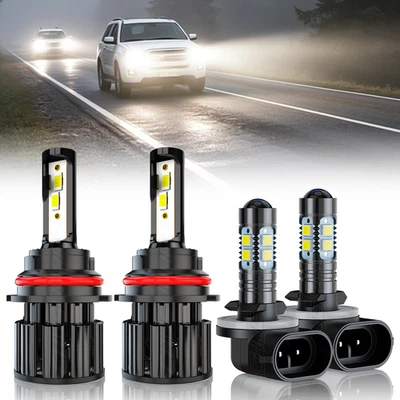For Saturn Ion 2003-2004 LED Headlight + Fog Light High/Low Beam Bulbs Combo Kit - Image 1 of 4