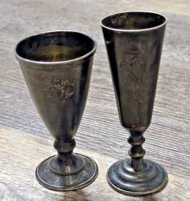 2 piezas RUSIA SOVIÉTICA GRABADA A MANO 875 PLATA VODKA TAZA VASO DE CHUPITO 61 Foto 1 de 4