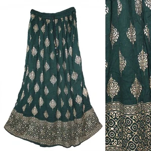 Indian Ethnic Floral Maxi Skirt For Women Hippie Boho Retro Gypsy Summer Falda - Picture 1 of 5