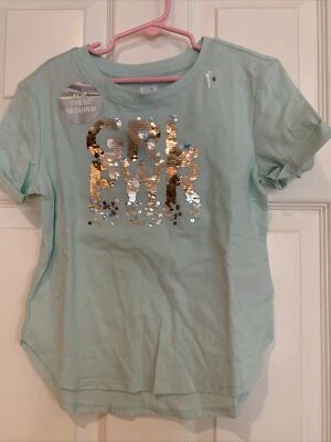 NWT GAP KIDS GIRLS T-SHIRT TOP LOGO Flip Sequins! size S Girl Power - Image 1 of 4