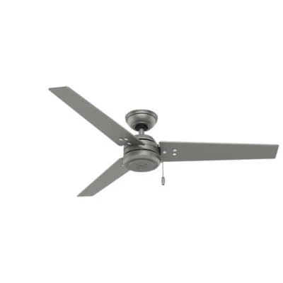Large 3 Blade Metallic Silver Ceiling Fan Outdoor Patio Damp Industria Black Foto 1 de 4