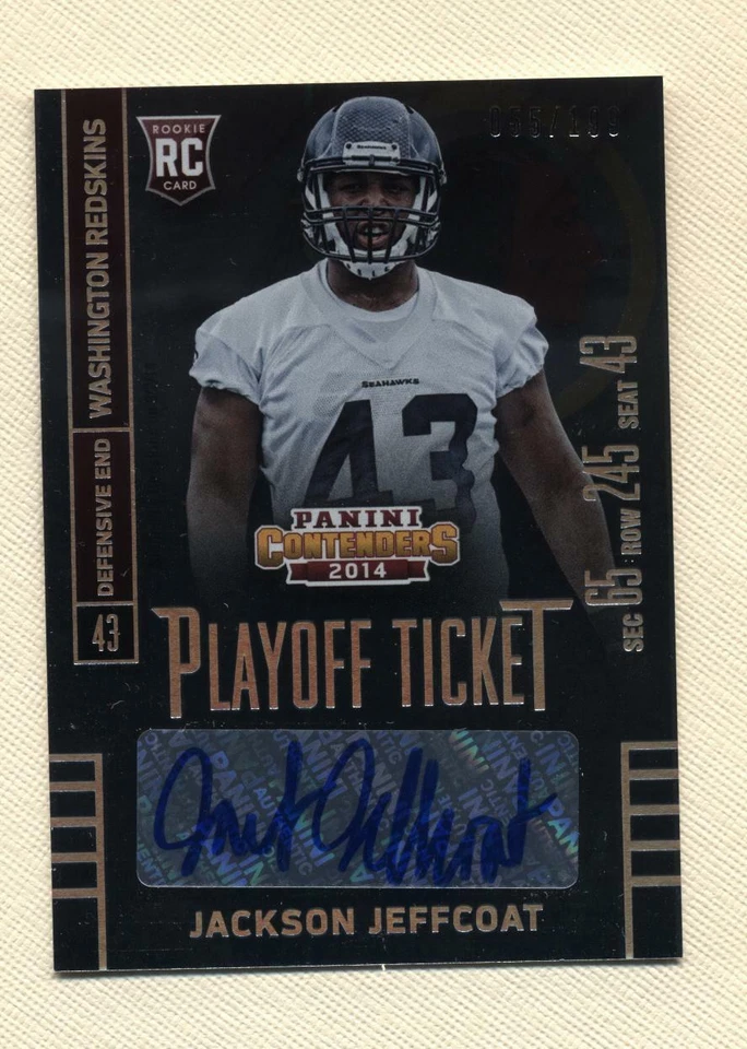 2014 Panini Contenders Playoff Ticket Jackson Jeffcoat Rookie Autograph # 55/199 - Image 1 of 1