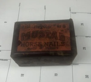 Vintage Mustad no. 8 Horseshoe Nails New Old Stock Open Box 1 Lb. Sweden - Picture 1 of 8