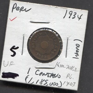 1934-Peru-VF-1 Centimes - Picture 1 of 2