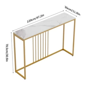 Mesa de consola blanca/dorada mesa auxiliar consola mesa de pasillo de mármol aparador - Imagen 1 de 27