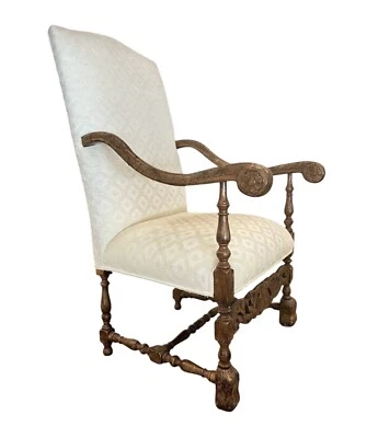 Silla Trono Años 30 Respaldo Alto Tapizada Jacobea Antigua Vintage Madera gyuhj Foto 1 de 4