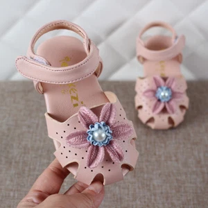 Toddler Girls Princess Flower Flat Sandals Summer Slide Sandals Kids Beach Shoes - Picture 1 of 12