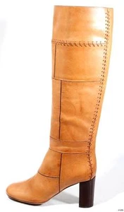 CHLOE tan caramel leather TALL BOOTS patchwork shoes fabulous new $1395 - Picture 1 of 4