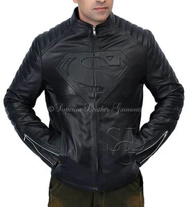 Costume Giacca Superman Man of Steel Smallville in Pelle Nera - Foto 1 di 6