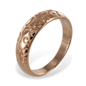 925 ECHT SILBER, ROTGOLD *** Ring rosé vergoldet mit Muster - Picture 1 of 2