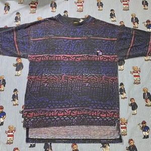 VIntage Permit Sports Pattern All-over Print Graphic T shirt YOUTH XL/20 Black - Picture 1 of 6