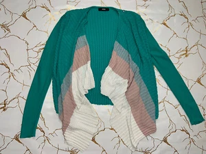 Diesel Women Green Colorblock Opened Waffle Sweater Cardigan Size Medium - Picture 1 of 6