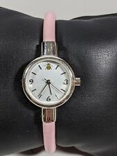 OUI Bee Art Silver Tone Round Case 22 mm Pink Bar Style Band Magnet Clasp Watch 
