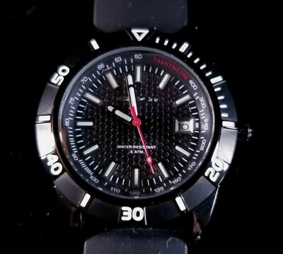 Womens Epoch Watch Tachymeter Water Resistant To 165 Feet Silicone Band Running  - Image 1 of 4