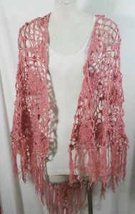 Dreieckstuch, handgehäkelt, schönes Muster, schwarz, orange, blau, rot, rosa  - Bild 1 von 18