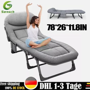 Sonnenliege klappbar Gartenliege 200CM Liege Strandliege mit Matratze Grau 250KG - Bild 1 von 12