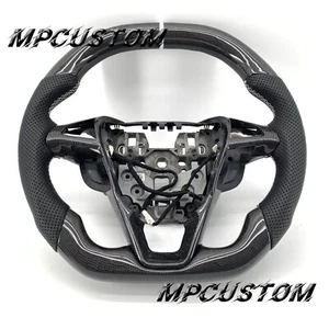 Volante de fibra de carbono negro con tapa plana apto para Ford Fusion Edge 2013-2020 - Imagen 1 de 10